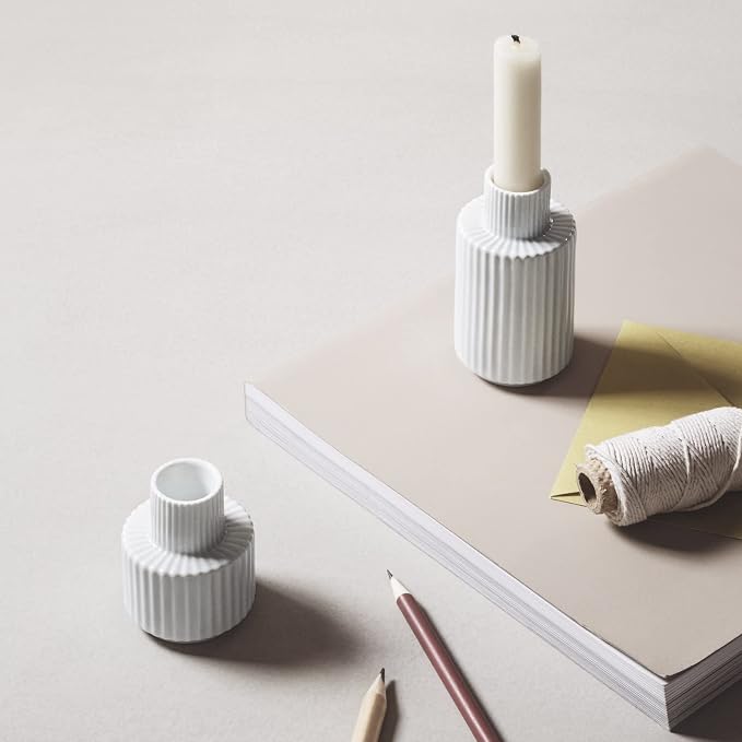 Lyngby Porcelaen Candle Holder | White Porcelain | 4.3 Inches