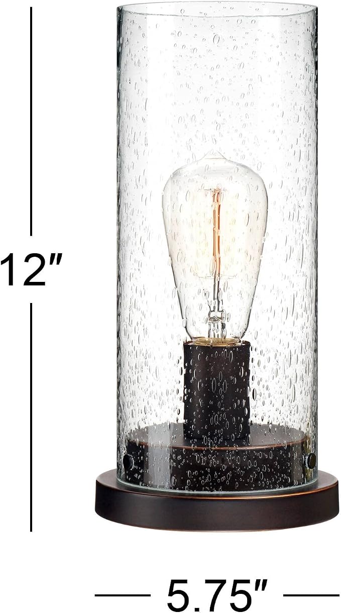 360 Lighting Munro 12" Bronze Brown Small Accent Lamp Glass Edison LED Bulb