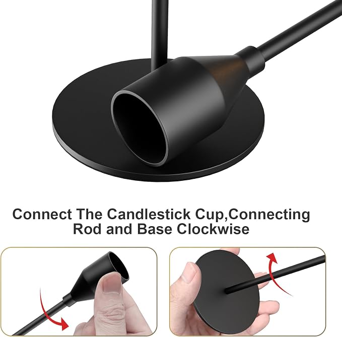 NLBTW Black Candlestick Holders, Set of 3 Tall Metal Taper Candle Holder