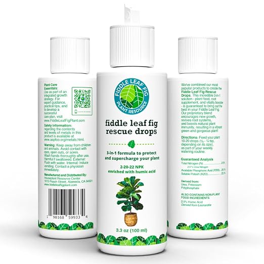 Fiddle Leaf Fig Rescue Drops for Brown Spots, Root Rot & Stress, 3.3 oz