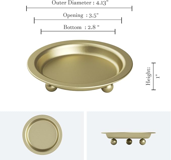Candle Holder, Round Tray for up to 2.8 Inch Pillar & Ball Candles