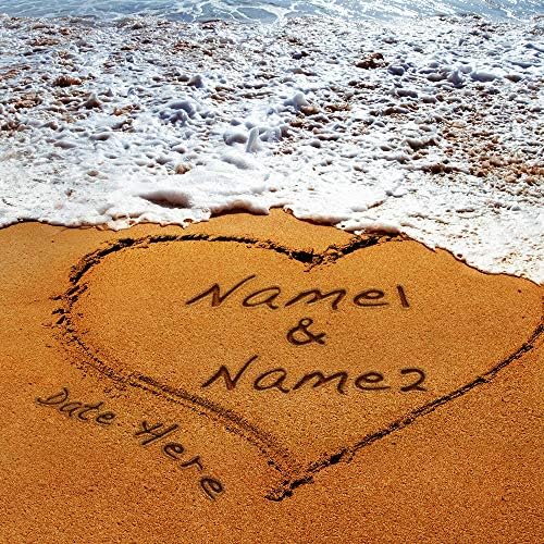 A&T ARTWORK Sand Writing Personalized Art Canvas Prints Gift,includes Names and the Special Date Unique Gift for the Wedding Anniversary 24x16 inches