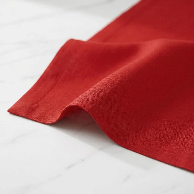 Solino Home 100% Pure Linen Dining Table Runner Red Woven, Fete 14 x 60 in | brings a tailored look to family meals and hosting, European flax fibres, naturally breathable, Red, soft, OEKO-TEX Certified