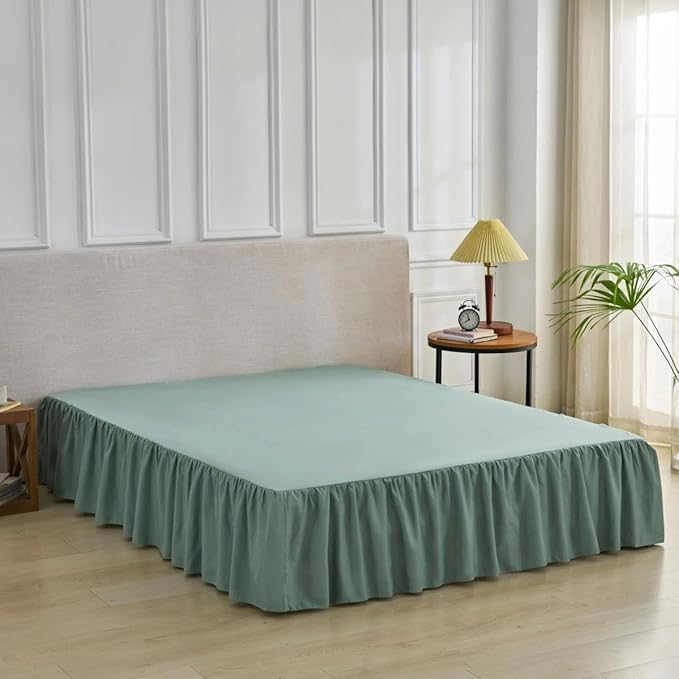 Bed Skirt Queen Size Ruffled Bed Skirt, 18'' Queen Dust Ruffle Bed Skirts | With Split Corners, Dust Ruffle with Platform, Microfiber, Breathable, Soft, Easy Fit, Sage Green