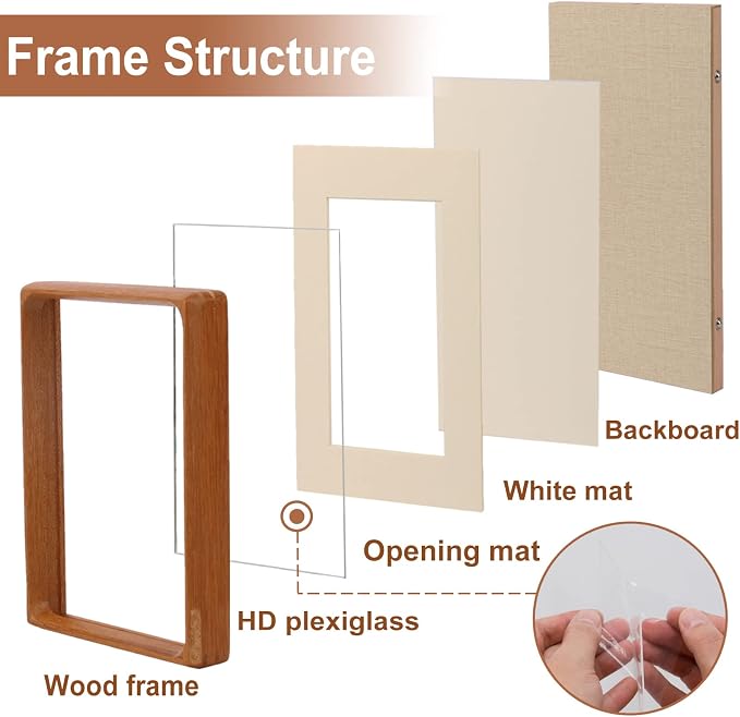 6x8 Picture Frame with 4x6 Mat - Solid Teak Wood Farmhouse Frame, Wall & Tabletop Display for Gallery Wall & Vintage Decor (6x8,Teak)