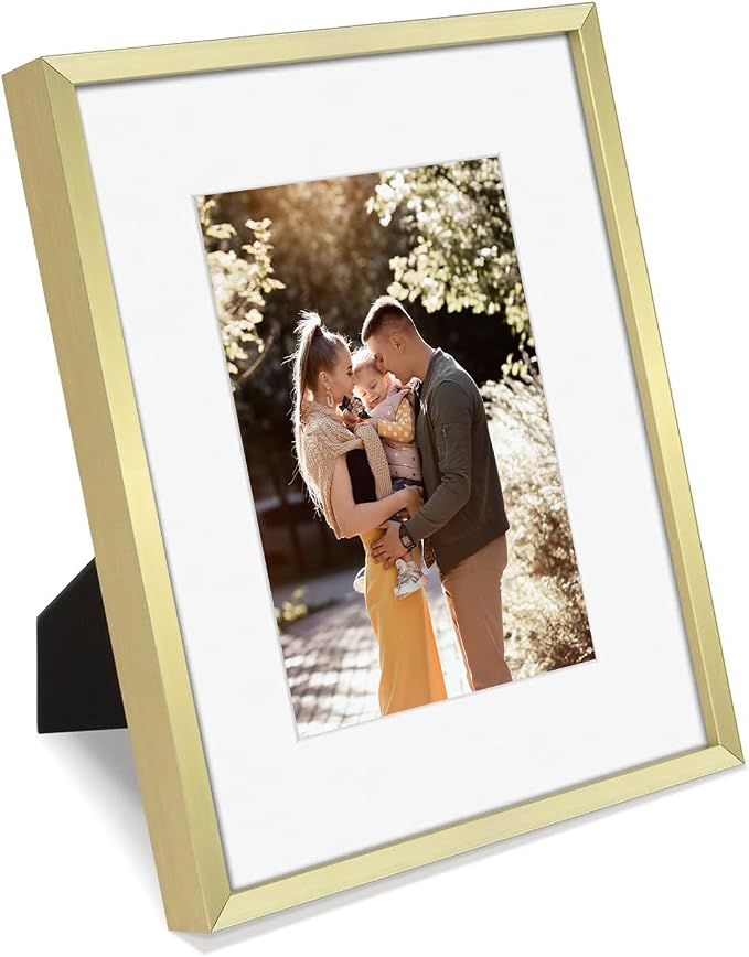 Golden State Art 8x10 Gold Aluminum Picture Frame Real Glass