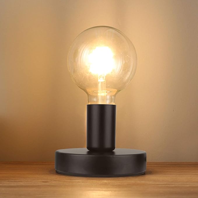 Helunsi Industrial Table Lamp Base, Black E26 E27 Lamp Base Without Shade