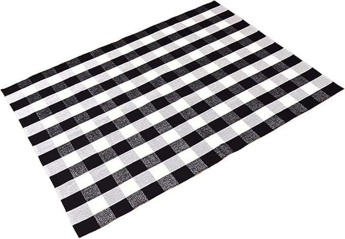LEVINIS Cotton Washable Rugs Large Black and White Plaid Rug for Living Room/Bedroom, 90''x67''