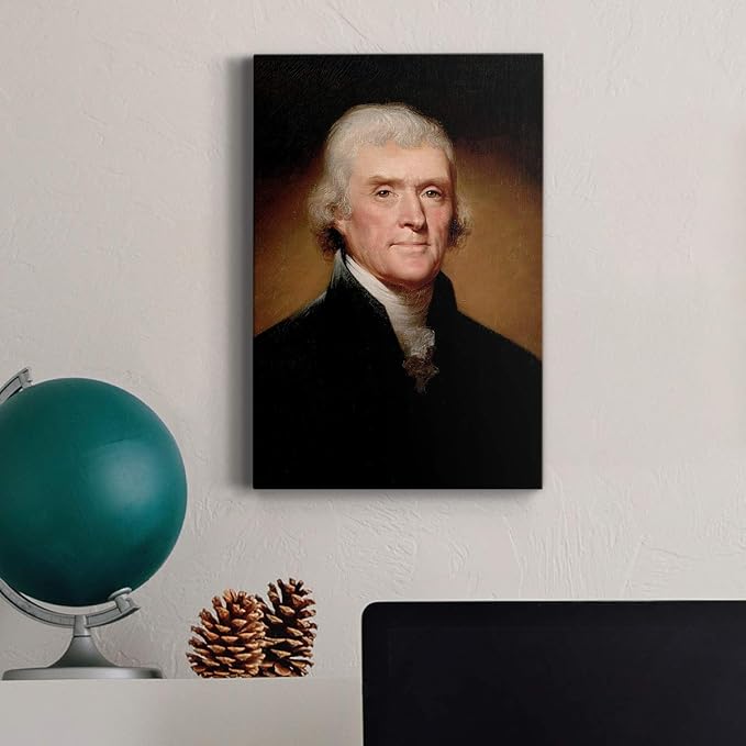 Renditions Gallery Thomas Jefferson Presidental Portrait Wall Art, Premium Gallery Wrapped Canvas Decor, Ready to Hang, 60 in H x 40 in W, Made in America Print Artwork