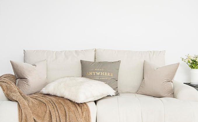 Cashmere Decorative Velvet Throw Pillow Covers 26x26 inch Set of 2 with Zipper Luxury Soft Solid Square Cushion Covers Case for Sofa Couch Bed Living Room