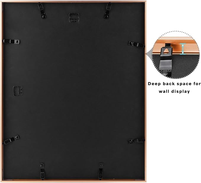 Frametory 16x20 Rose Gold Aluminum Metal Picture Frame Mat for 11x14 Glass