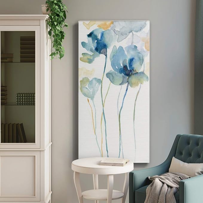 Renditions Gallery Canvas Floral Wall Art Modern Paintings Decorations Colorful Stem Wildflowers Botanical Romantic Wall Hanging Canvas Artwork for Bedroom Office Kitchen - 20"x40" LT43