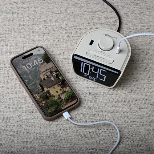 Brandstand CubieWink - Compact Charging Alarm Clock with 1 USB-C and 1 USB-A Ports (White)
