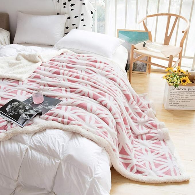 LOMAO Sherpa Fleece Blanket Gifts for Mom Dad Cozy Soft Throw Blanket for Women Men Birthday Gifts Dual Sided Couch Sofa Bed Blanket (Pink, 60''x 80'')