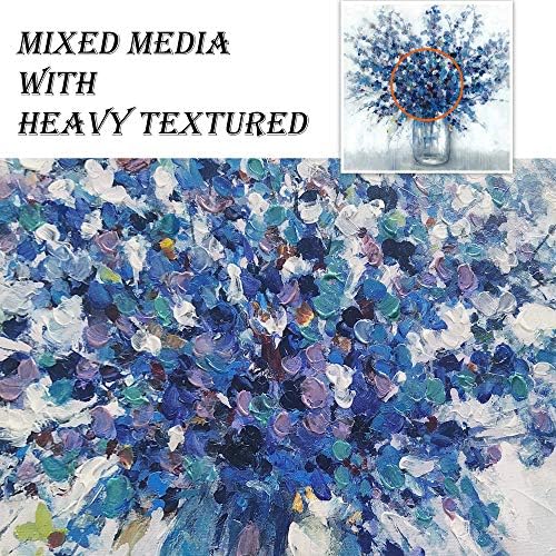 TAR TAR STUDIO Abstract Bouquet Canvas Wall Art, 30" L x 30" W | Colorful Flowers in Vase Artwork Hand Painted Painting for Living Room Office