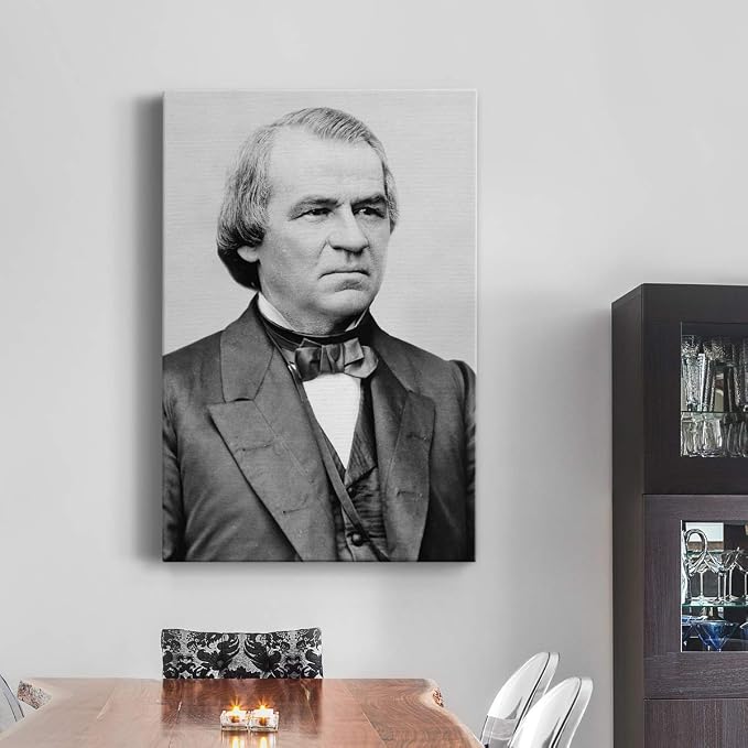 Renditions Gallery Andrew Johnson Presidental Portrait Wall Art, Premium Gallery Wrapped Canvas Decor, Ready to Hang, 48 in H x 32 in W, Made in America Print