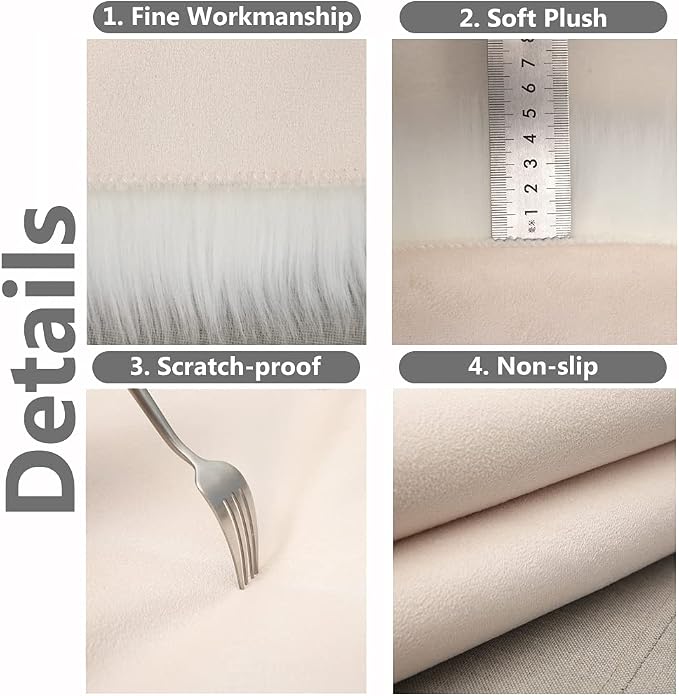 2Pack 12’’ Small Faux Fur Cushion Fluffy Plush Area Rug Photo Props | Small Product Photo Background for Tabletop Photography, Luxury Jewelry, Nail Art, Home Decor (Round, White + Pink)