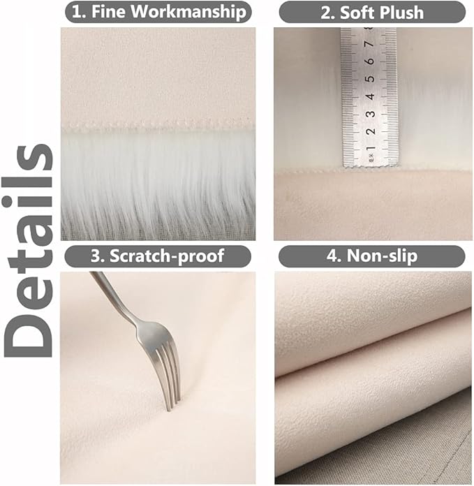 2Pack 12’’ Small Faux Fur Cushion Fluffy Plush Area Rug Photo Props | Small Product Photo Background for Tabletop Photography, Luxury Jewelry, Nail Art, Home Decor (Square, White + Pink)