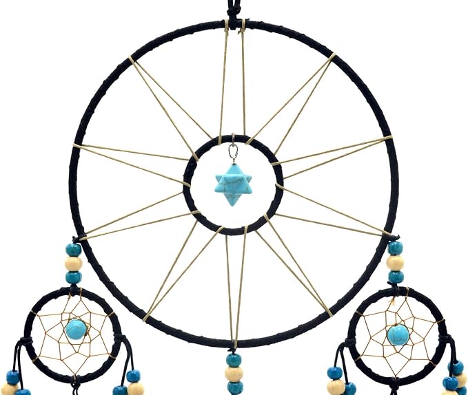 Urdeoms Large Black Dream Catchers for Bedroom Adult Merkaba Turquoise Boho Dream Catcher Wall Decor for Boys Teen Room Decor Dorm Living Room Hanging Decoration Festival Gifts(NO.32)