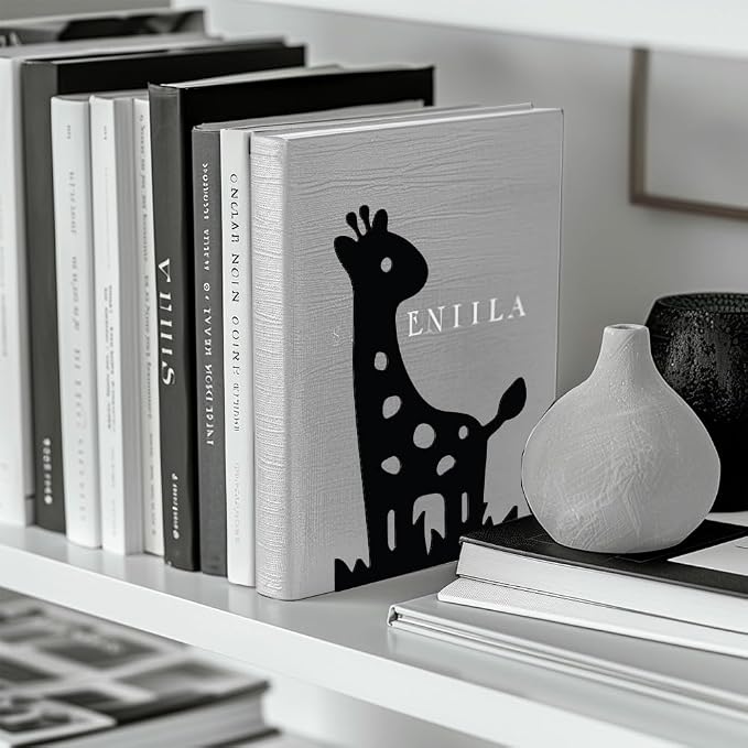 Peacoblue 5.3"x4.3"x7.9" Metal Bookends, Heavy Duty Book Ends for Shelves