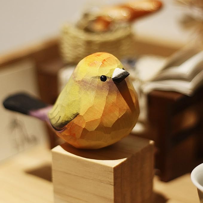 WEAUSUP Hand Carved Wooden Bird Figurine Gift for Friends