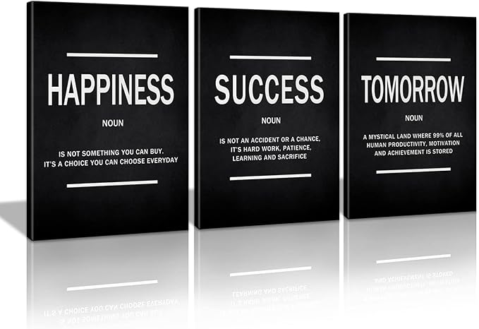 KAWAHONE Motivational Success Quotes Wall Art, Positive Entrepreneur Tomorrow Poster Inspirational Happiness Relaxing Wall Hanging Picture Decor for Home Office Workplace Gift for Business Leadership