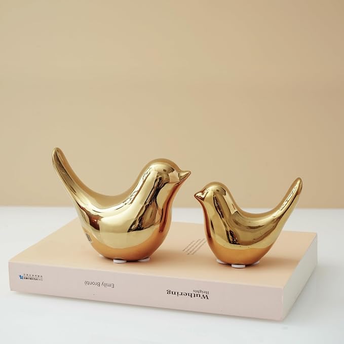 Notakia Gold Home Decor Small Birds Statues Modern Style Decorative Ornaments for Living Room Decor, Bedroom, Office Desktop, Cabinets (2Pcs Gold Birds)