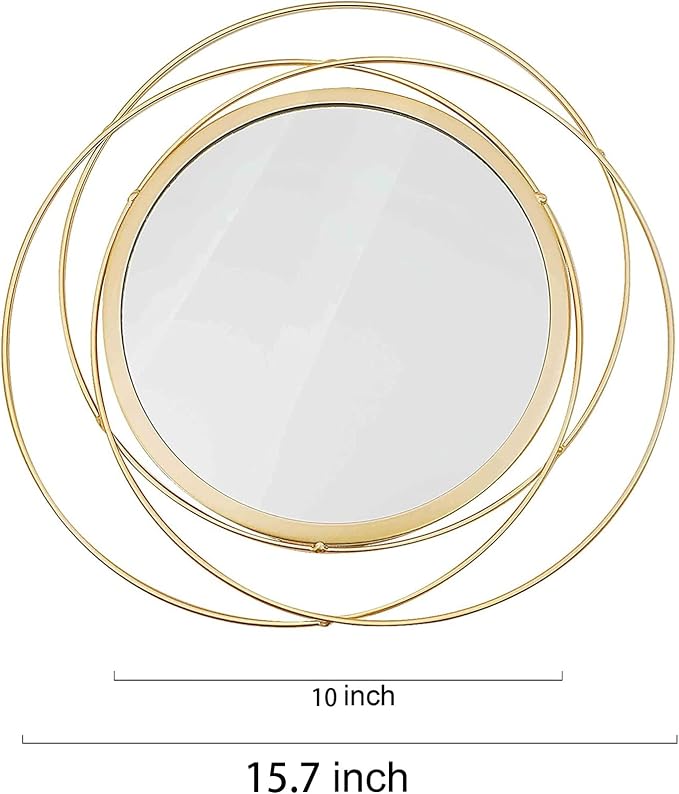 2 Set Circle Mirrors for Wall Decor Living Room Bedroom Entryway | Metal Round Mirror Decorative Hanging Mirrors Sun Bohemian Geometric Accent Sculpture Gold 15.7 in
