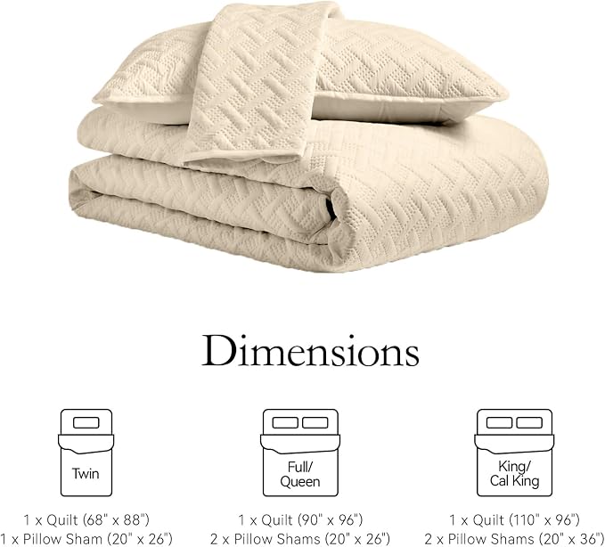 FLYMME Queen Quilt Bedding Set Beige Lightweight Bedspreads Full Size,Soft Microfiber Bed Coverlet for All Season (1 Quilt, 2 Shams)