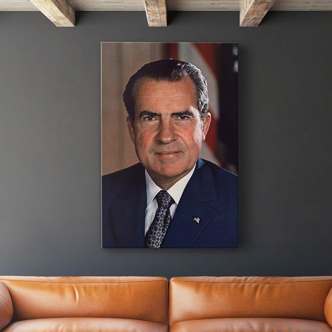 Renditions Gallery Richard Nixon Presidental Portrait Wall Art, Premium Gallery Wrapped Canvas Decor, Ready to Hang, 36 in H x 24 in W, Made in America Print