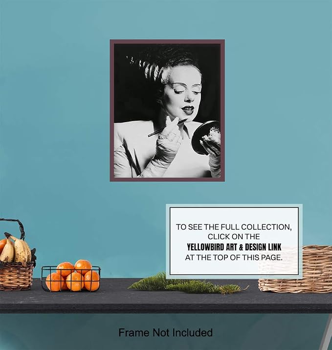 Funny Bathroom Wall Decor for Women - Vintage Hollywood Bride of Frankenstein Poster - 8x10 Retro Restroom Decorations, Guest Bath Art Print Photo - Humorous Gift - 8x10 UNFRAMED