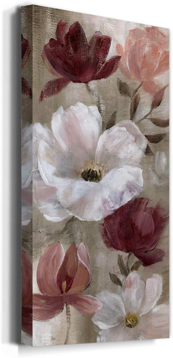 Renditions Gallery Canvas Flower Wall Art Home Paintings & Prints Colorful Rose Garden Glam Modern Romantic Botanical Artwork Decorations for Bedroom Office Kitchen - 20"x40" LT43