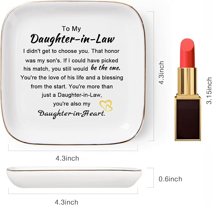 Piudee Daughter in Law Gifts from Mother in Law - Jewelry Dish Ring Trinket Dish for Daughter in Law Birthday Valentines Mother's Day Christmas Wedding Gift for Daughter in Law