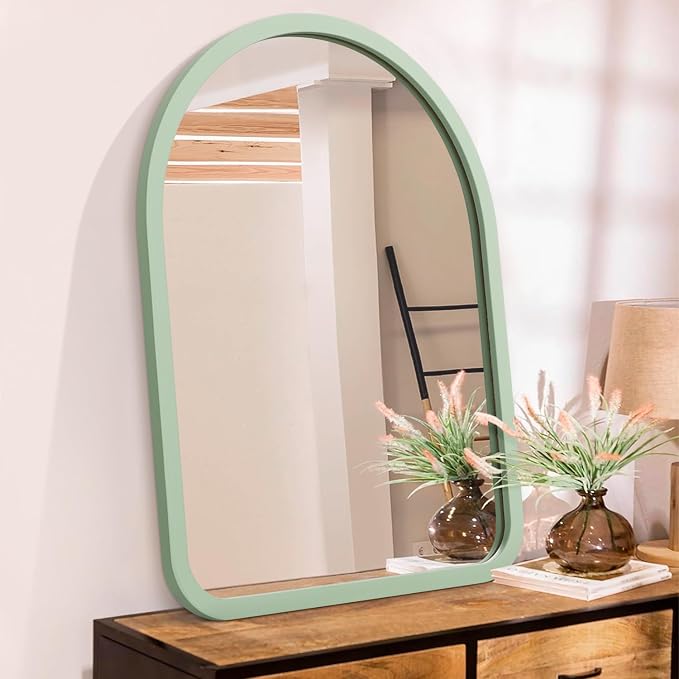 Arch Mirror Wooden Framed Vintage Rustic Farmhouse Vanity Mirrors Decor Bathroom Bedroom Entryway Hallway Living Room New Home 14"×10"