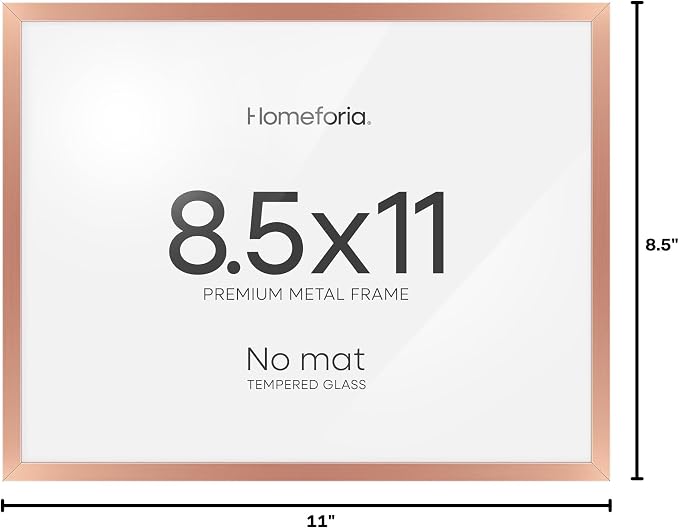 Homeforia 8.5x11 Rose Diploma Frame, High-End Metal, Glass