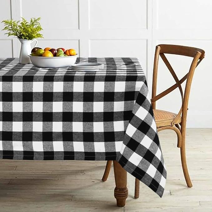 ShinyBeauty Checked Tablecloth Rectangle 54x80-Inch Black and White Buffalo Plaid Tablecloth Washable Check Table Cover Gingham Tablecloths for Dining Room Rustic Table Linen Christmas