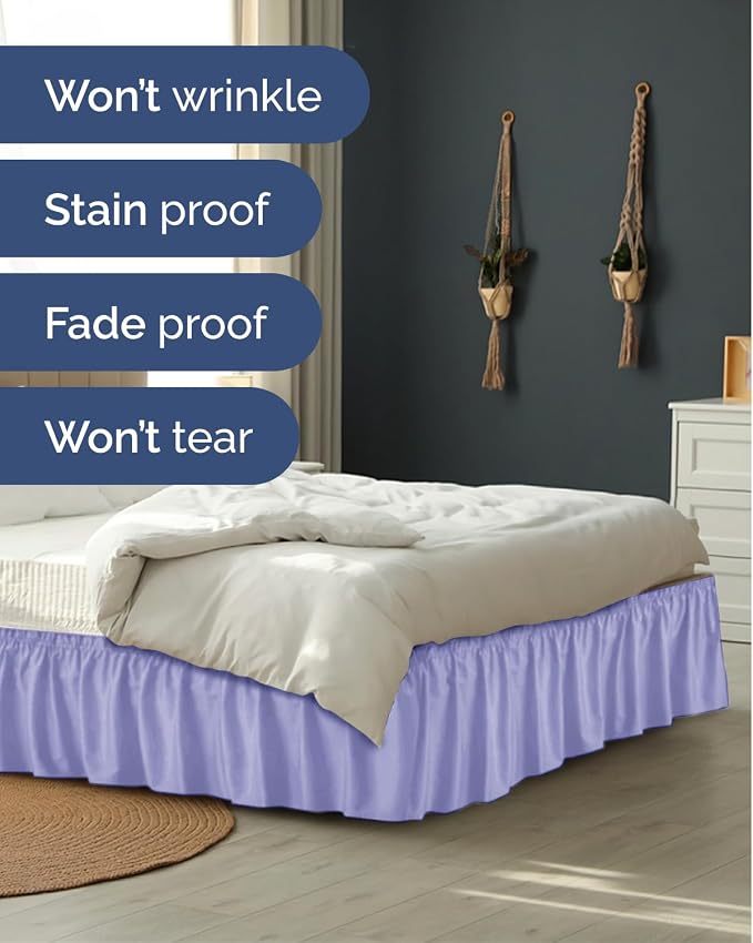 Lavender Full Bed Skirt 16 Inch Drop Wrap Around Dust Ruffle