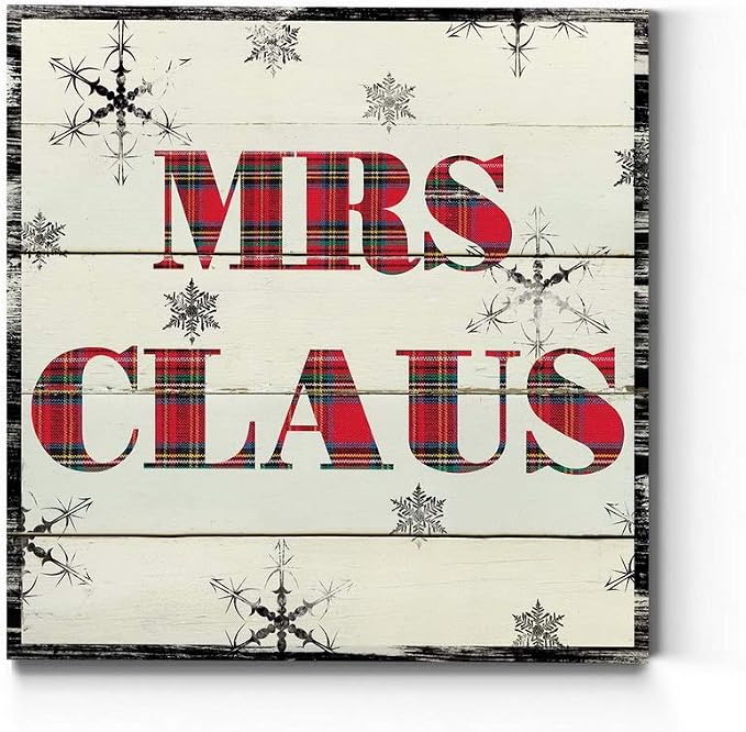 Renditions Gallery Canvas Wall Art for Christmas Decorations Mrs. Santa Claus Texture Abstract Artwork for Living Room Home Kitchen Wall Decor - 24"X24" LT05