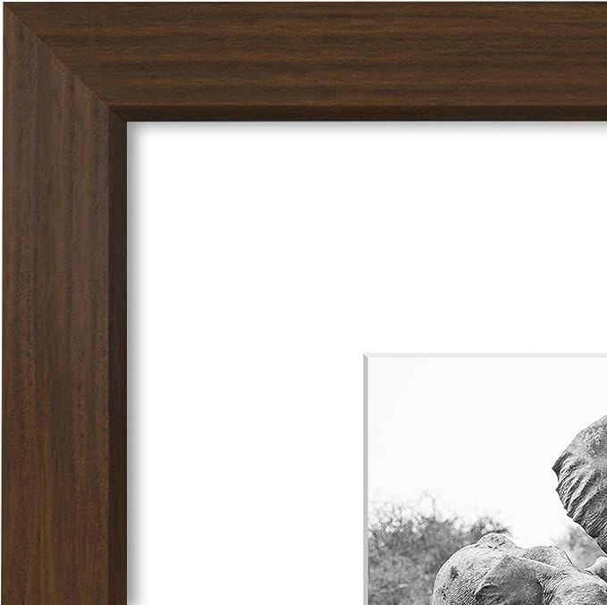 Americanflat 8x8 Picture Frame - Matted to 4x4 - Engineered Wood - Walnut