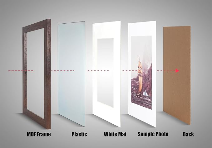 kennethan 2 Pcs Dark Brown Frame Set - 8x10 or 5x7 Picture with Mat or Without Mat on the Wall
