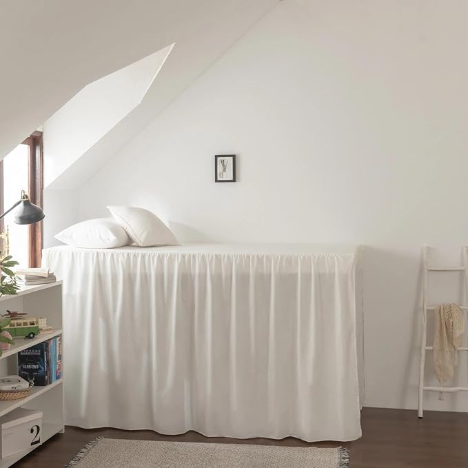 Dorm Bed Skirt Twin XL 36 Inch Drop Length | Ivory, Ruffled Pattern College Dorm Room Bed Skirts - Split Corner, Easy Care, Microfiber Bed Skirt Dust Ruffle with Platform