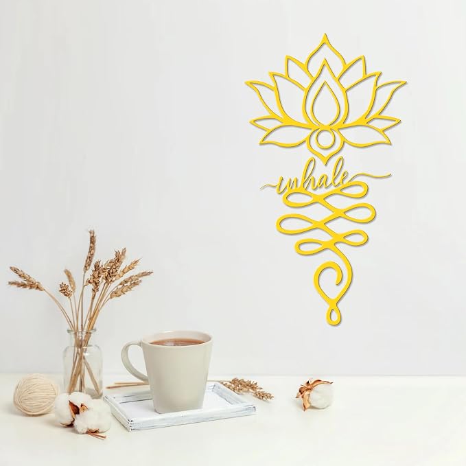 Xedatric 2 Piece Metal Lotus Wall Decor for Yoga Gold | For Yoga Living Room or Office Gold Solid Metal 2 Sizes 12.9 x 10.7 and 10.4 x 13.6 inch Flexible Layout