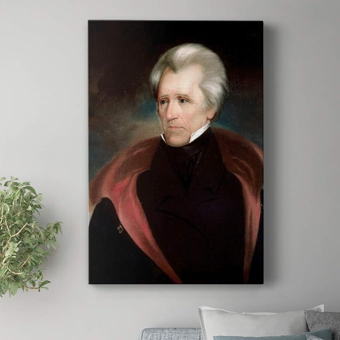 Renditions Gallery Andrew Jackson Presidental Portrait Wall Art, Premium Gallery Wrapped Canvas Decor, Ready to Hang, 36 in H x 24 in W, Made in America Print Artwork