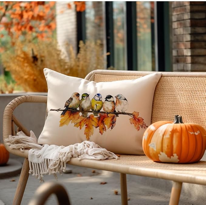RABUSOFA Fall Outdoor Pillow Covers 12x20 Inch Waterproof Outdoor Thanksgiving Maple Leaf Decor Lumbar Pillow Covers Polyester Fall Decoration for Home Couch