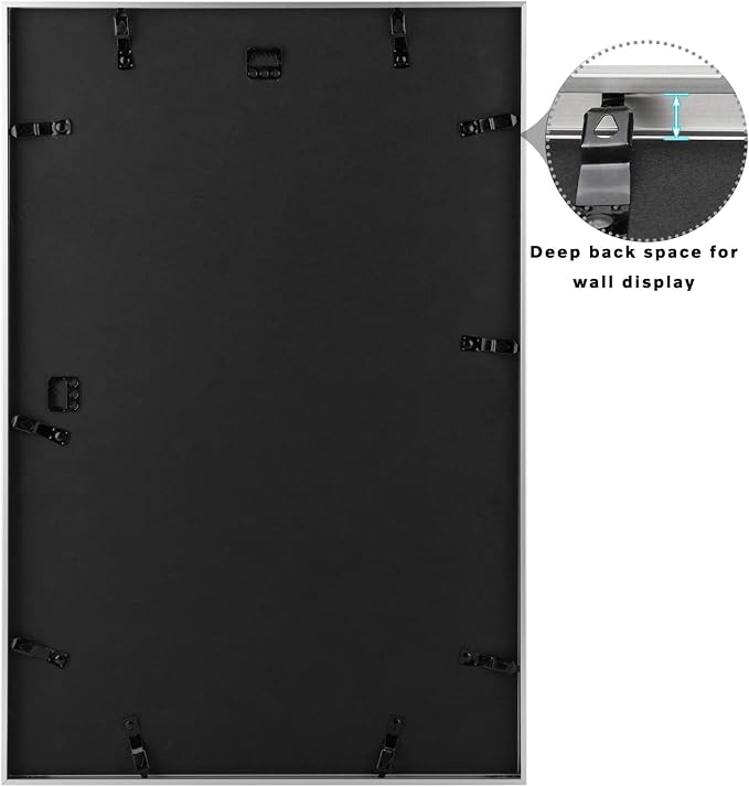 Frametory 16x24 Silver Aluminum Metal Picture Frame Mat for 12x18 Glass