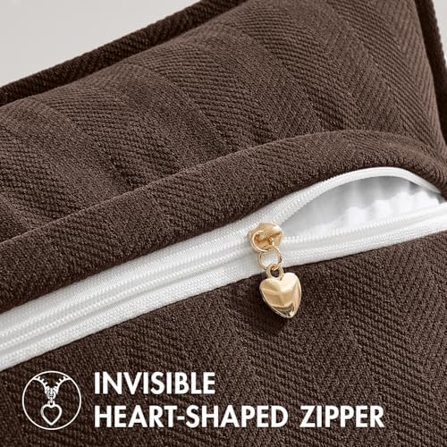MIULEE Pack of 2 Reddish Brown Decorative Chenille Pillow Covers 18x18 Inch
