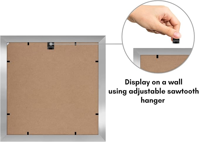 Americanflat 11x11 Picture Frame with Shatter-Resistant Glass - Use as 8x8 Frame with Mat or Display 11x11 Photo Without Mat - Signature Collection - Square Frames for Wall Display - Silver