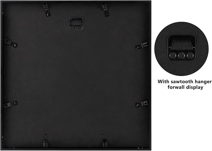 Frametory 12x12 Black Aluminum Metal Picture Frame Mat for 8x8 Glass