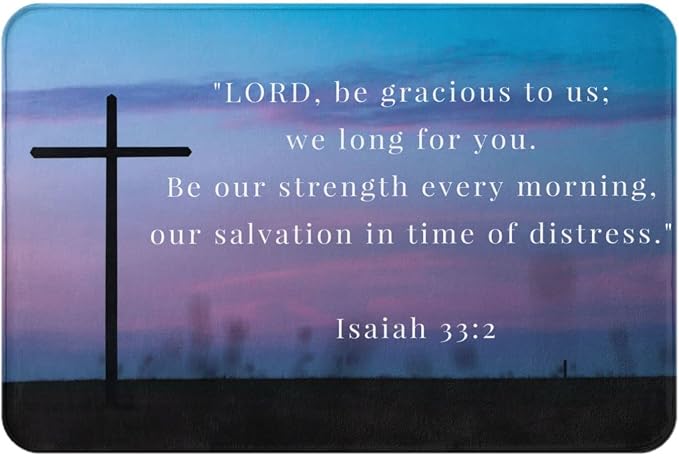 VIVACITE Prayer Mat Christian Prayer Rug for Prayer Room Décor Essentials | Thick Padded Half-Inch Foam with Knee Support, Faith Based Christian Gifts for Women Men, Bible Verse Isaiah 33:2, 24"X16"