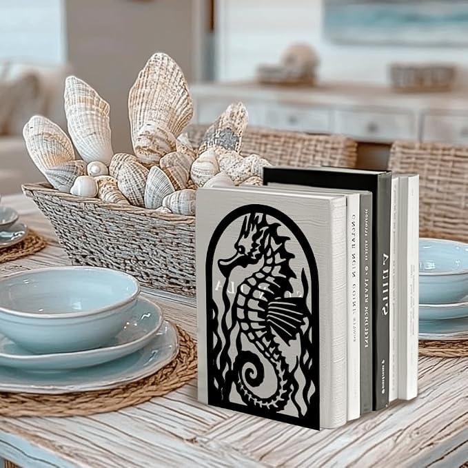 Peacoblue 5.3"x4.3"x7.9" Metal Bookends, Heavy Duty Book Ends for Shelves